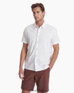 branco botão manga curta manhattan homens Vuori 68NJ8J496 roupas - Image 2