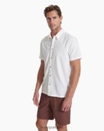 branco botão manga curta manhattan homens Vuori 68NJ8J496 roupas - Image 3