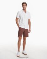 branco botão manga curta manhattan homens Vuori 68NJ8J496 roupas - Image 6