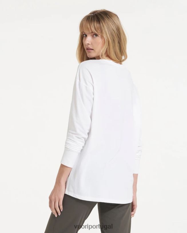 branco camiseta de penas de manga longa mulheres Vuori 68NJ8J123 roupas - Image 2