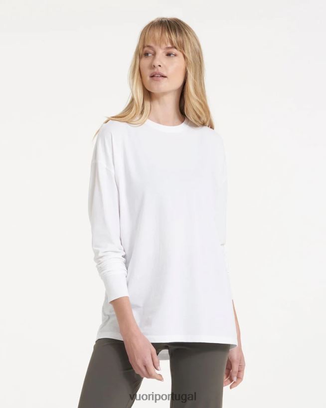 branco camiseta de penas de manga longa mulheres Vuori 68NJ8J123 roupas - Image 1