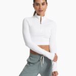 branco Costela lux meio zíper mulheres Vuori 68NJ8J122 roupas