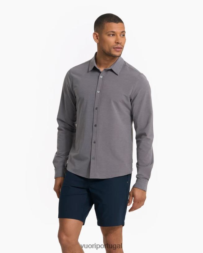 carvão vintage botão ponte de manga comprida para baixo homens Vuori 68NJ8J537 roupas - Image 2