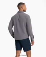 carvão vintage botão ponte de manga comprida para baixo homens Vuori 68NJ8J537 roupas - Image 4