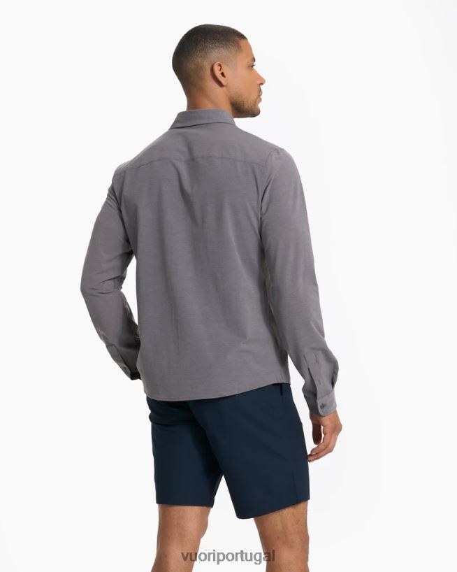 carvão vintage botão ponte de manga comprida para baixo homens Vuori 68NJ8J537 roupas - Image 4