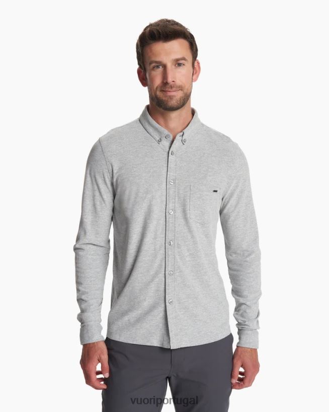 cinza claro botão ás de manga comprida homens Vuori 68NJ8J535 roupas - Image 2