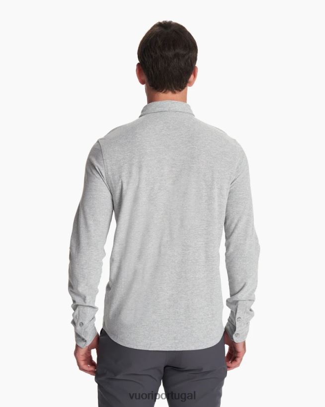 cinza claro botão ás de manga comprida homens Vuori 68NJ8J535 roupas - Image 4