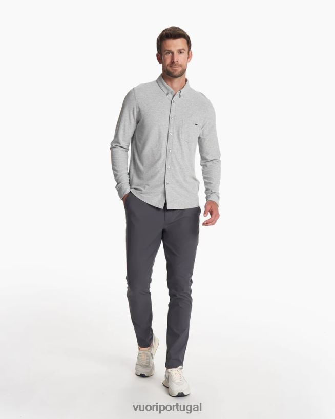 cinza claro botão ás de manga comprida homens Vuori 68NJ8J535 roupas - Image 6