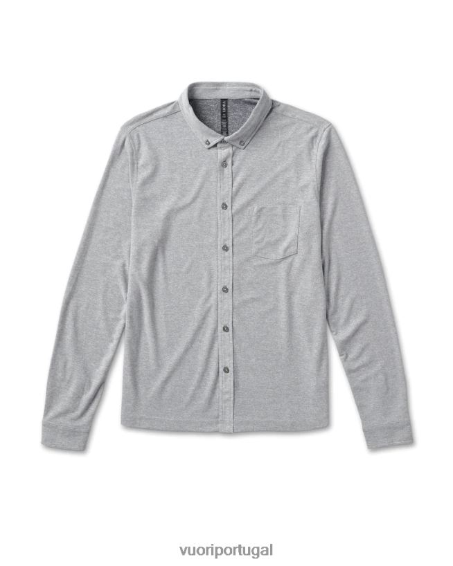 cinza claro botão ás de manga comprida homens Vuori 68NJ8J535 roupas - Image 1