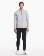 cinza claro claro coronado meio zíper homens Vuori 68NJ8J584 roupas - Image 4