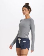 cinza claro médio camiseta mudra de manga comprida mulheres Vuori 68NJ8J133 roupas - Image 4
