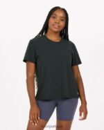 lavado de preto camiseta de penas mulheres Vuori 68NJ8J95 roupas