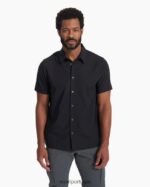 preto botão manga curta manhattan homens Vuori 68NJ8J497 roupas - Image 2