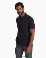 preto botão manga curta manhattan homens Vuori 68NJ8J497 roupas - Image 3