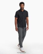 preto botão manga curta manhattan homens Vuori 68NJ8J497 roupas - Image 5