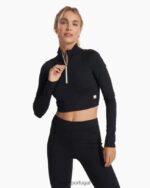 preto Costela lux meio zíper mulheres Vuori 68NJ8J121 roupas - Image 2