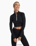 preto Costela lux meio zíper mulheres Vuori 68NJ8J121 roupas