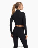 preto Costela lux meio zíper mulheres Vuori 68NJ8J121 roupas - Image 4