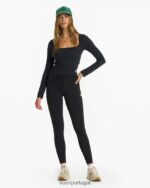 preto manga comprida nascer do sol com gola quadrada mulheres Vuori 68NJ8J120 roupas - Image 5