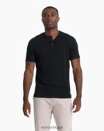 preto manga curta sempre henley homens Vuori 68NJ8J528 roupas - Image 2
