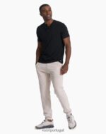 preto manga curta sempre henley homens Vuori 68NJ8J528 roupas - Image 4