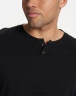 preto manga longa sempre henley homens Vuori 68NJ8J545 roupas - Image 3