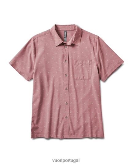 punhal de terracota leve botão ponte de manga curta para baixo homens Vuori 68NJ8J501 roupas