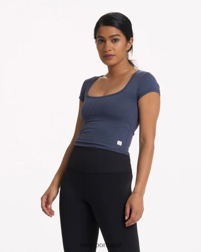 urze azul corte halo de manga curta mulheres Vuori 68NJ8J81 roupas - Image 2