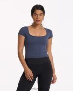 urze azul corte halo de manga curta mulheres Vuori 68NJ8J81 roupas