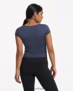 urze azul corte halo de manga curta mulheres Vuori 68NJ8J81 roupas - Image 3