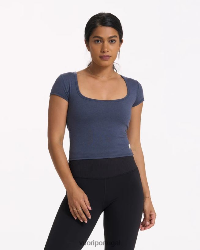 urze azul corte halo de manga curta mulheres Vuori 68NJ8J81 roupas - Image 1
