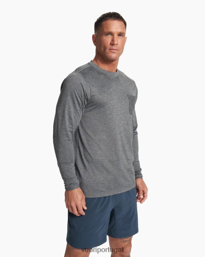 urze cinza camiseta de desempenho tradewind de manga comprida homens Vuori 68NJ8J561 roupas - Image 2