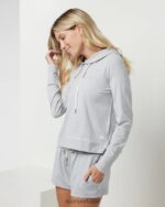 urze cinza claro moletom com capuz halo essencial mulheres Vuori 68NJ8J140 roupas - Image 6
