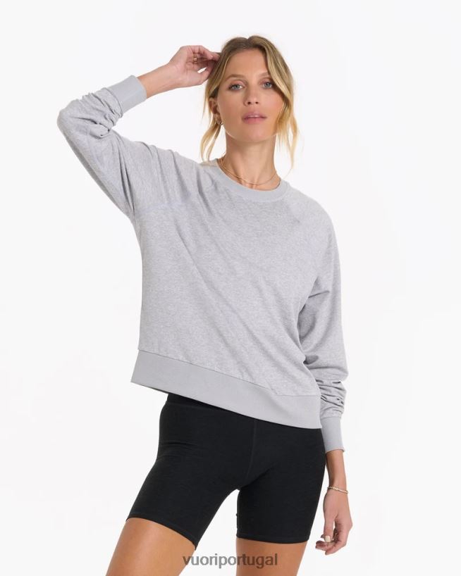urze cinza claro tripulação halo de manga comprida mulheres Vuori 68NJ8J115 roupas - Image 1