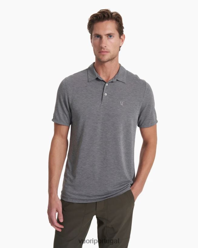 urze cinza polo em sarja tricotada homens Vuori 68NJ8J498 roupas - Image 2