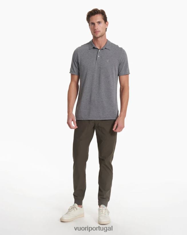 urze cinza polo em sarja tricotada homens Vuori 68NJ8J498 roupas - Image 4