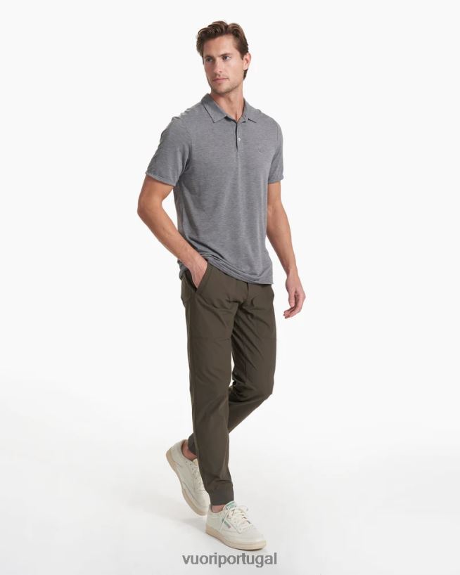 urze cinza polo em sarja tricotada homens Vuori 68NJ8J498 roupas - Image 6