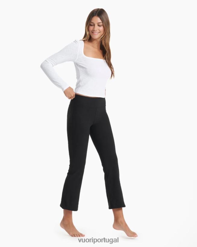 urze preta bootcut slim com elevação de cintura média mulheres Vuori 68NJ8J249 roupas - Image 4