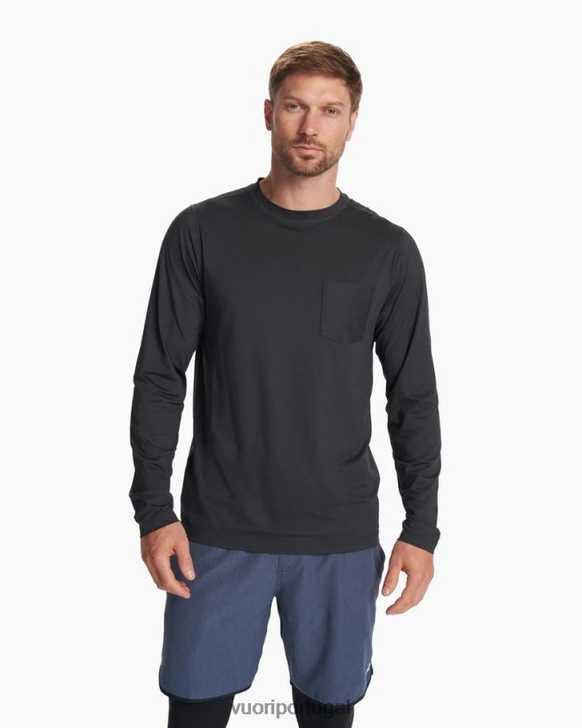 urze preta camiseta de desempenho tradewind de manga comprida homens Vuori 68NJ8J560 roupas - Image 2
