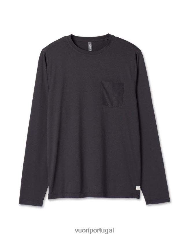urze preta camiseta de desempenho tradewind de manga comprida homens Vuori 68NJ8J560 roupas - Image 1