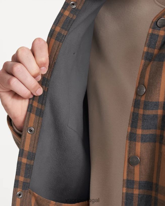 camelo jaqueta de camisa de alcance homens Vuori 68NJ8J546 roupas