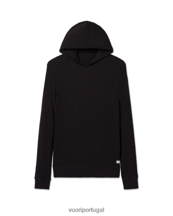 preto moletom com capuz waffle homens Vuori 68NJ8J631 roupas