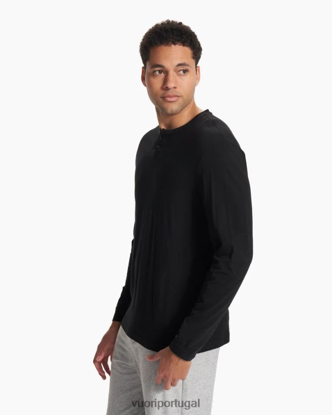 preto manga longa sempre henley homens Vuori 68NJ8J545 roupas