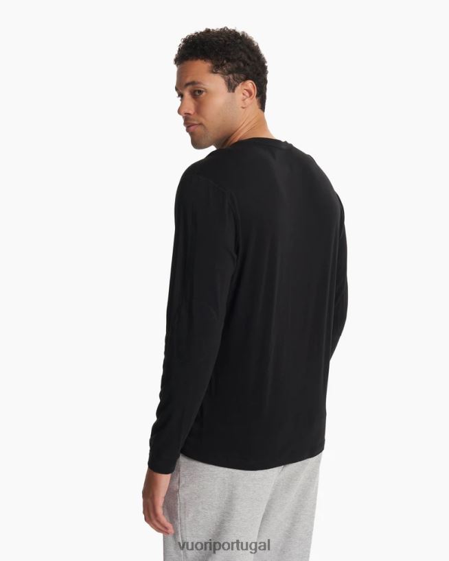 preto manga longa sempre henley homens Vuori 68NJ8J545 roupas