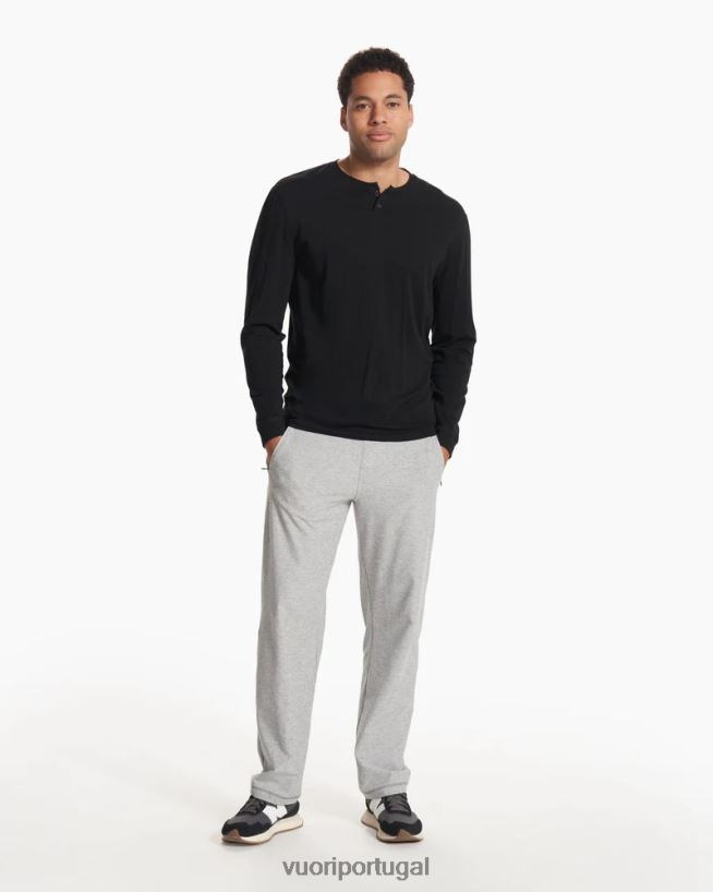 preto manga longa sempre henley homens Vuori 68NJ8J545 roupas