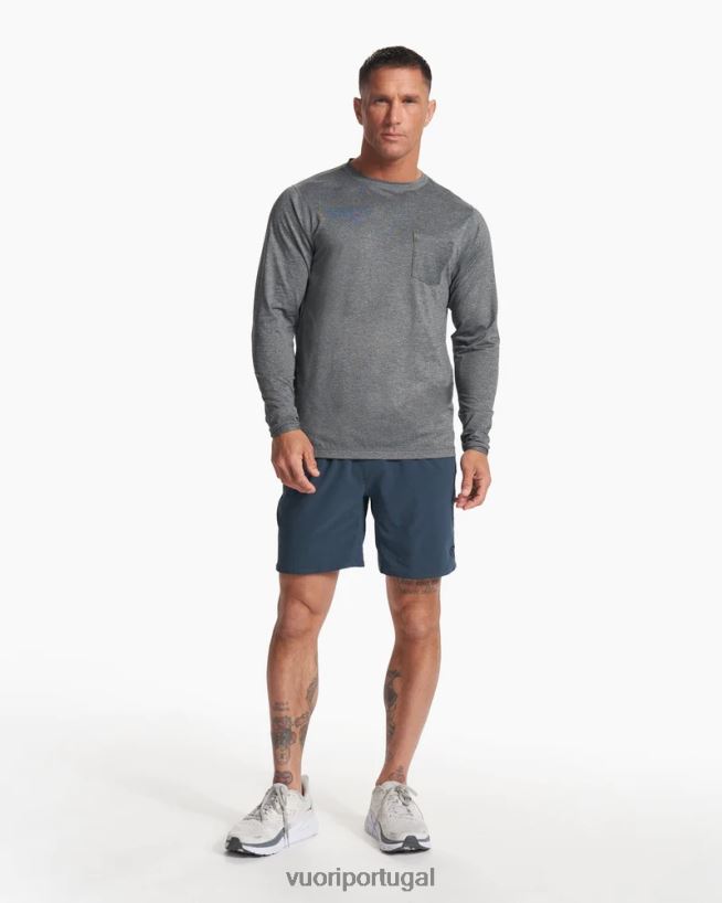 urze cinza camiseta de desempenho tradewind de manga comprida homens Vuori 68NJ8J561 roupas