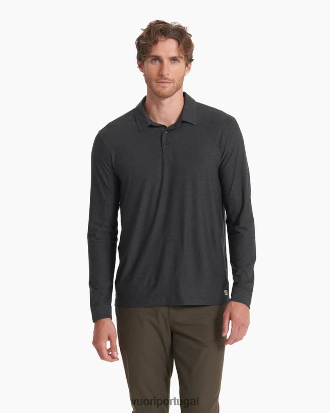 urze de carvão polo strato tech manga longa homens Vuori 68NJ8J533 roupas