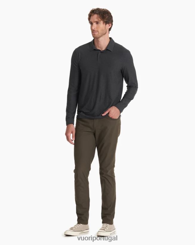 urze de carvão polo strato tech manga longa homens Vuori 68NJ8J533 roupas