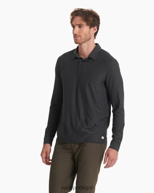 urze de carvão polo strato tech manga longa homens Vuori 68NJ8J533 roupas