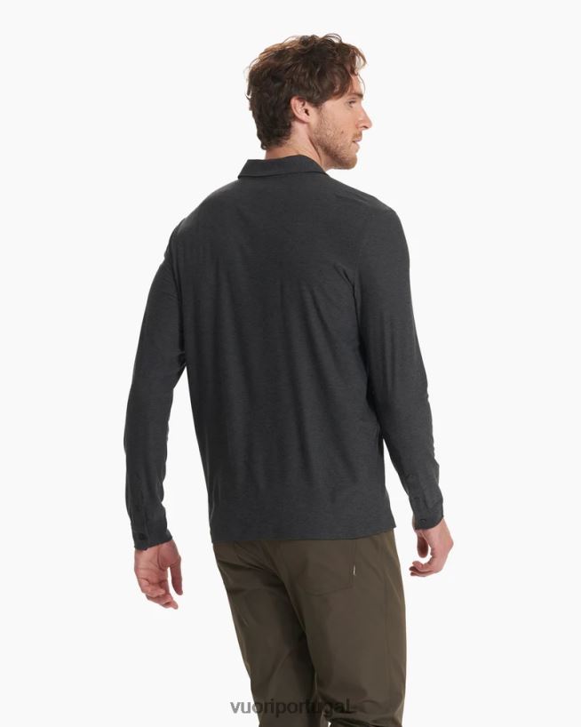 urze de carvão polo strato tech manga longa homens Vuori 68NJ8J533 roupas